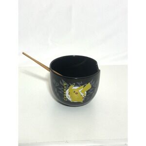Pokemon Pikachu Black Ceramic Ramen Noodle Rice Bowl with Chopsticks 20 Oz